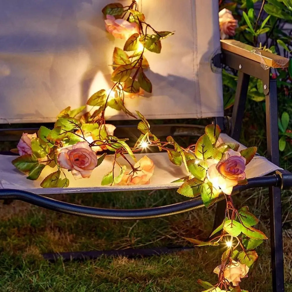 LED LED Rose Lights Floral Garland Simulation Floral Vine Simulation Floral Garland Lamp Hanging Light Waterproof Oasis Select