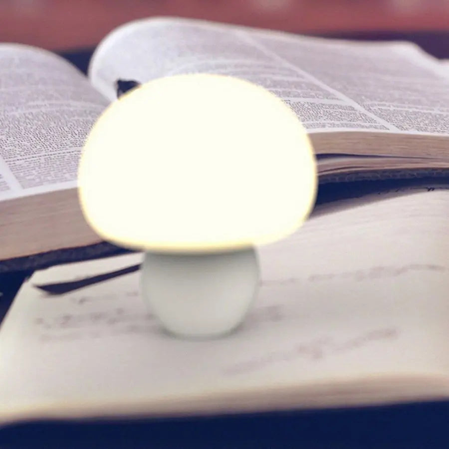 LED Mushroom Night Light | Dimmable Touch Lamp & Wood Base