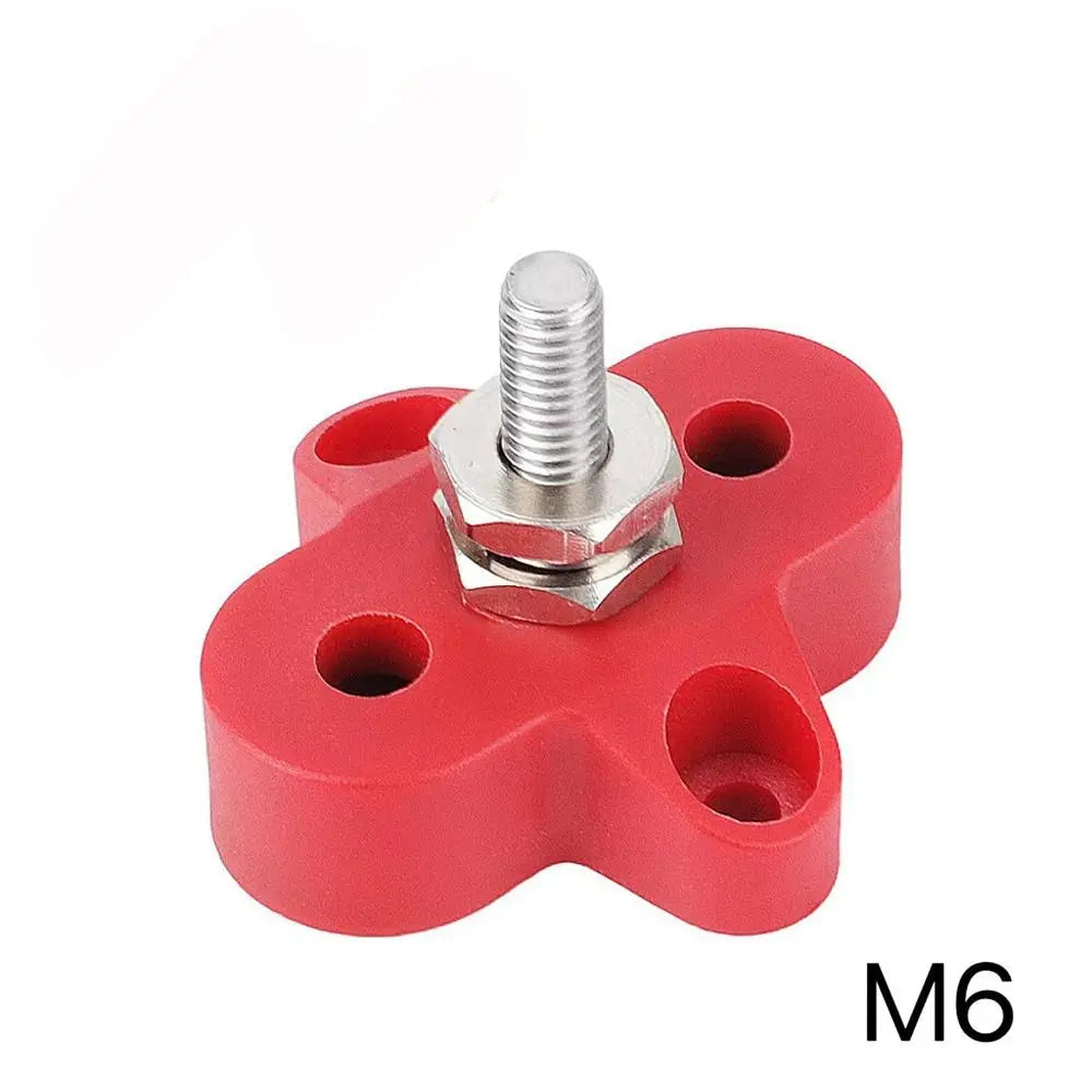 For Car Truck RV Boat Bus Bar Terminal Block Battery Power Stud Junction M6 M8 Bus Bar Heavy Duty Power Distribution Stud Oasis Select Red-M6