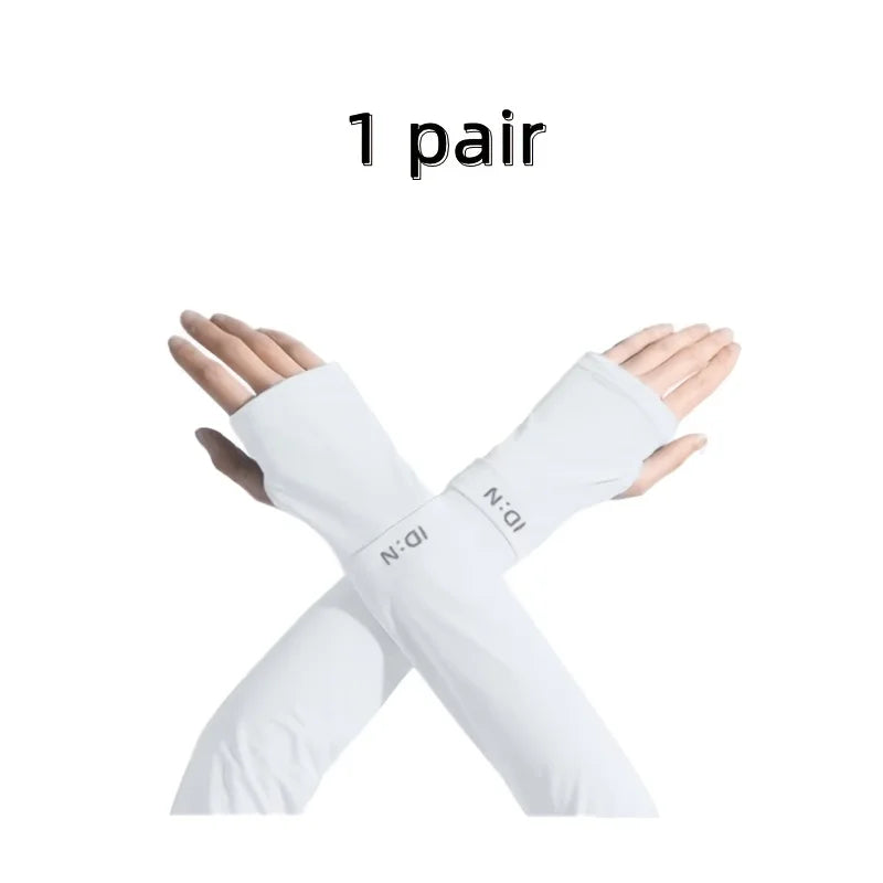 1 Pair of Summer Ultra-thin Breathable Sunscreen Ice Sleeves, Outdoor Cycling, Fishing, Driving, Sweat Absorbing Arm Sleeves Oasis Select black