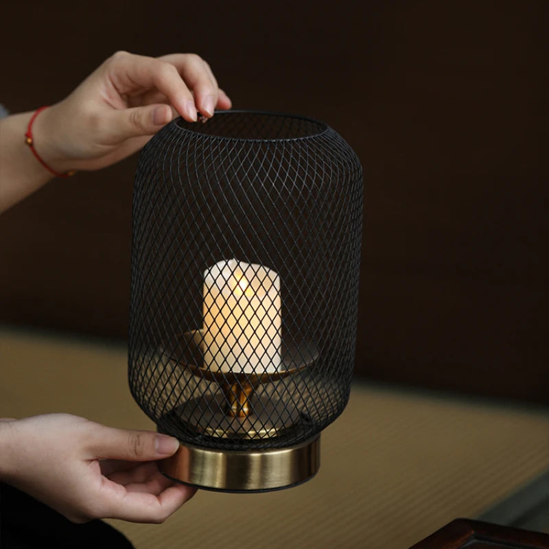 Chinese Zen retro candlestick household metal candlestick decoration hollow out atmosphere decorative candlestick Oasis Select