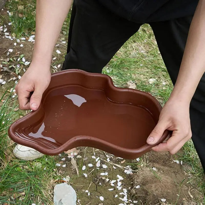 Turtle Feeding Dish Reptile Bathing Pool With Ramp And Basking terrace Aquarium Ornament For Turtle Bearded Dragon Gecko Yard Oasis Select