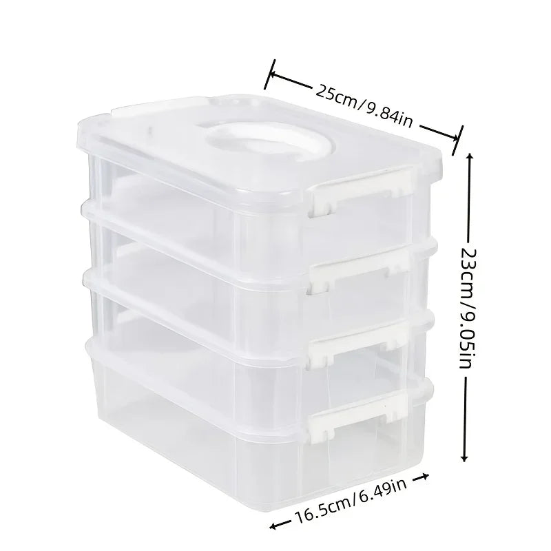 Extra Large 4-Tier Stackable Storage Box with Lid Clear Plastic Organizer Toy Building Block Storage Box Oasis Select