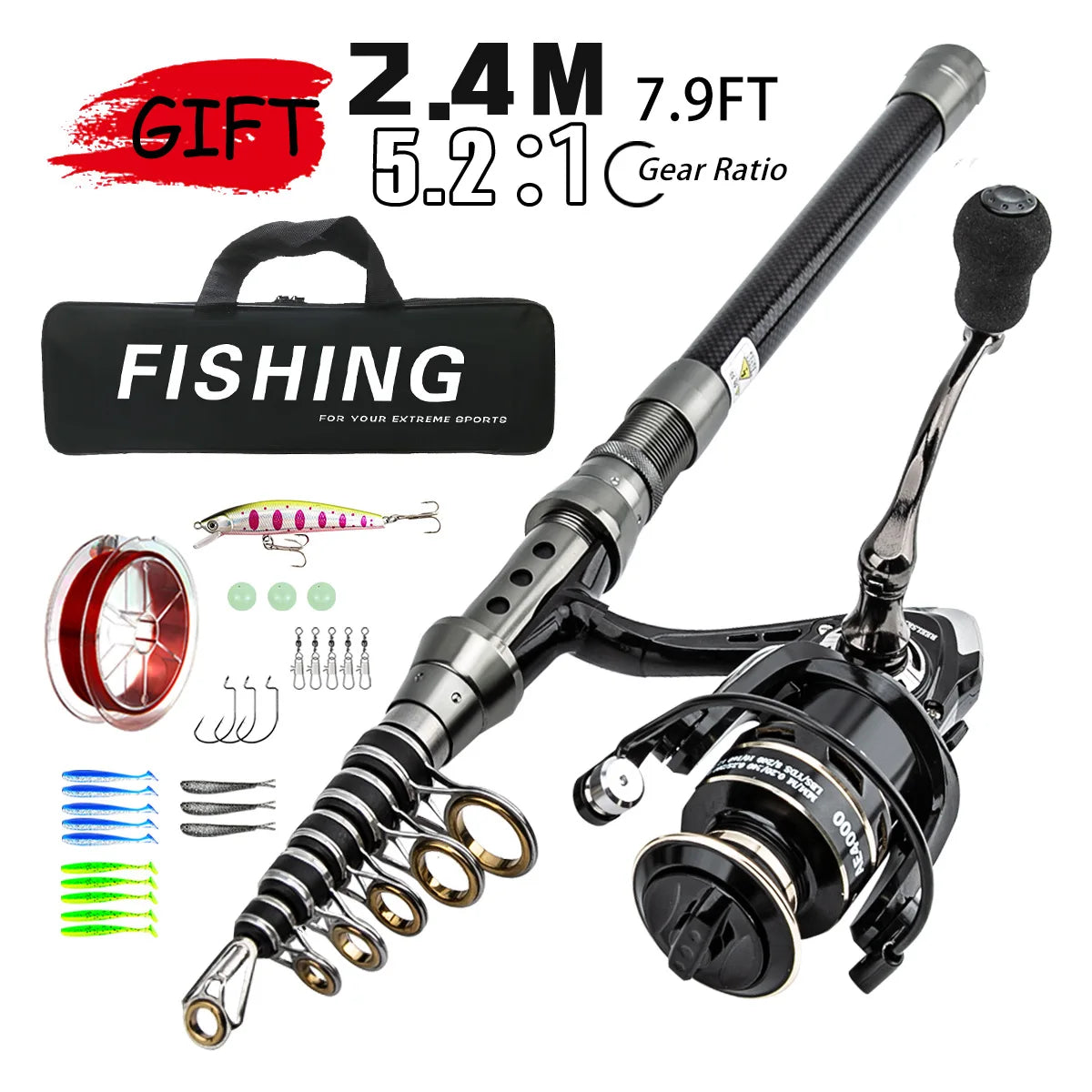 Luya Rod Set Luya Long Throw Perch Throwing Rod Sea Fishing Blackout Fishing Rod Oasis Select 2.4mSuit