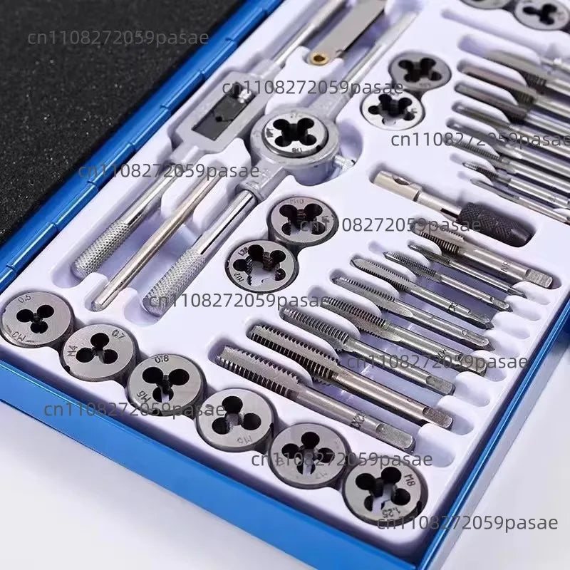 40Pc Tap and Die Set SAE Inch Size #4 To 1/2” Hand Threading Wrench Tools for Internal and External Threading Oasis Select