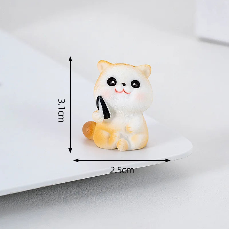 Naughty Resin Small Cat Figurine Mini Cartoon Kitten Ornaments 3D Cat Desktop Decoration Creative Car Mounted Figurines Oasis Select Style C
