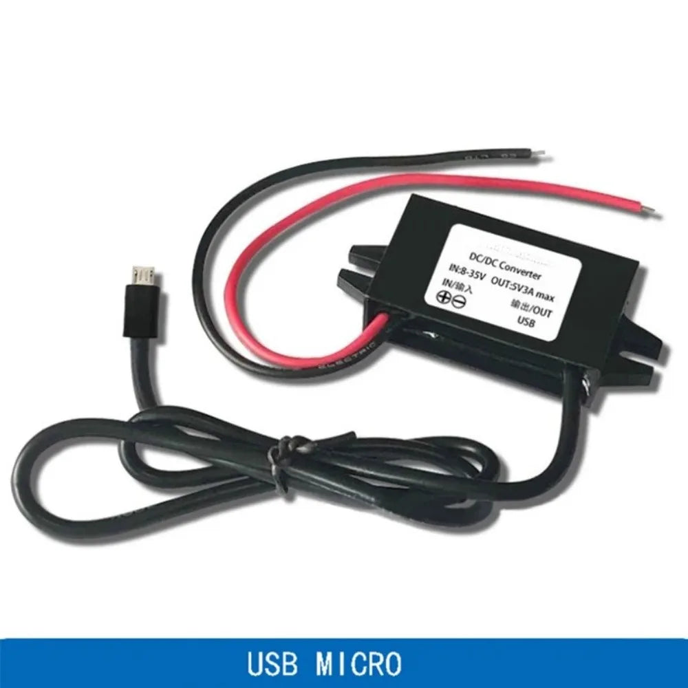 12V24V to 5V 3A Micro Mini USB Step Down Voltage Power Supply Output Adapter DC-DC Car Power Converter with Reverse Protection Oasis Select