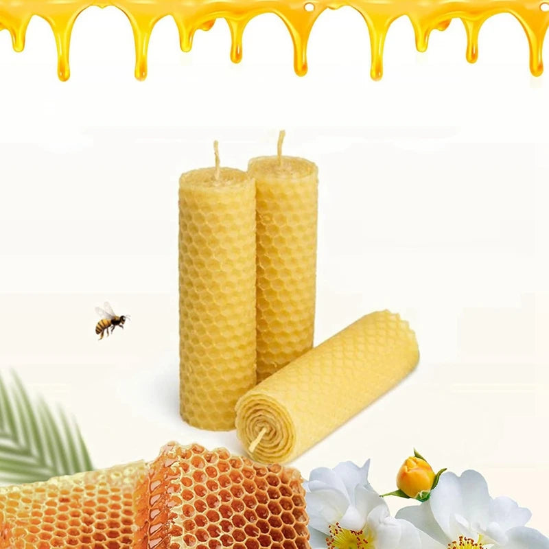 WISH 10 Pieces 100% Natural Beeswax Candle Making Kit, Honeycomb Texture DIY Beeswax Candle Craft Set Oasis Select