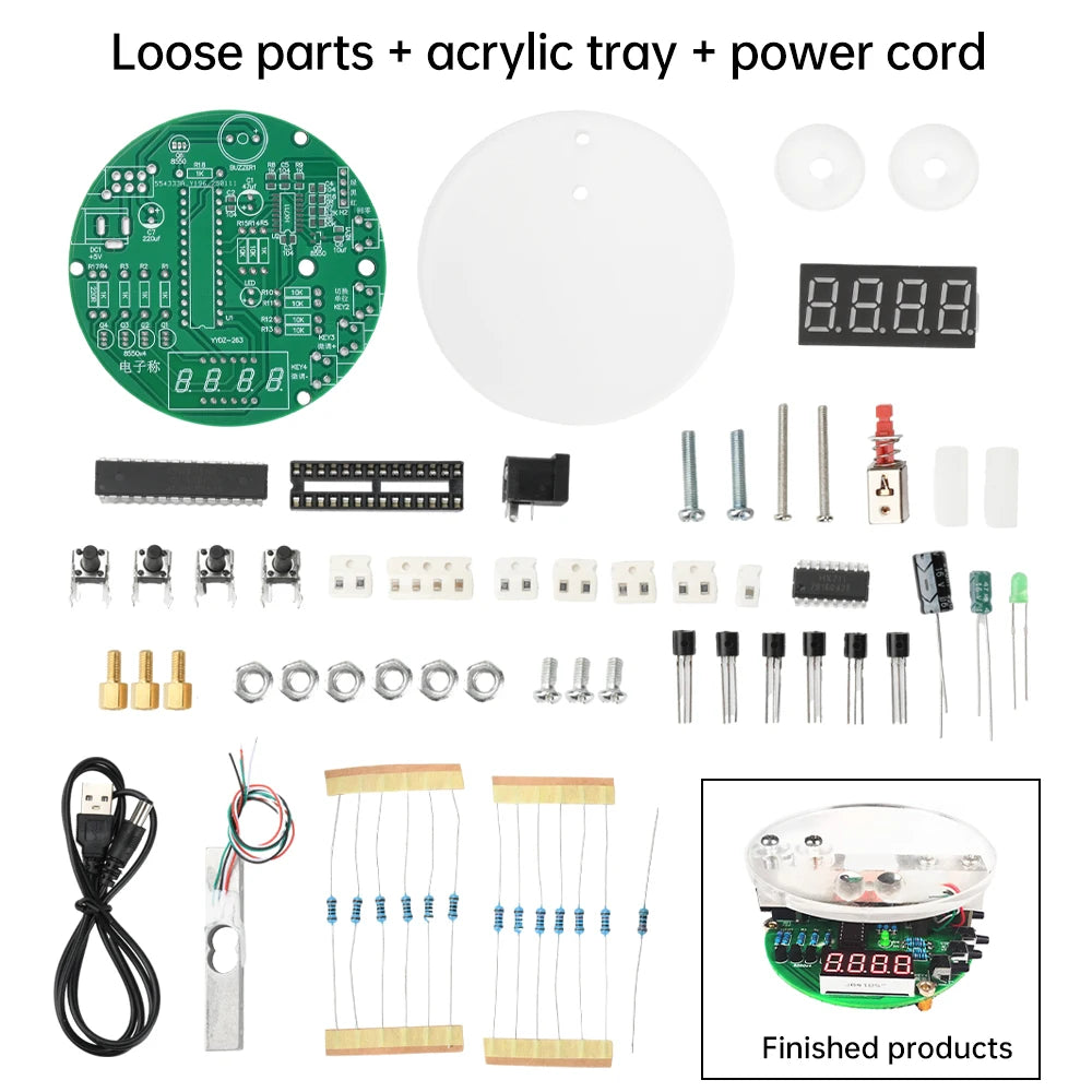 5V Electronic Scale DIY Kit 1KG Weighing Capacity 51 Microcontroller Solder Practice Kit HX711 Chip with Digital Tube Display Oasis Select Type B