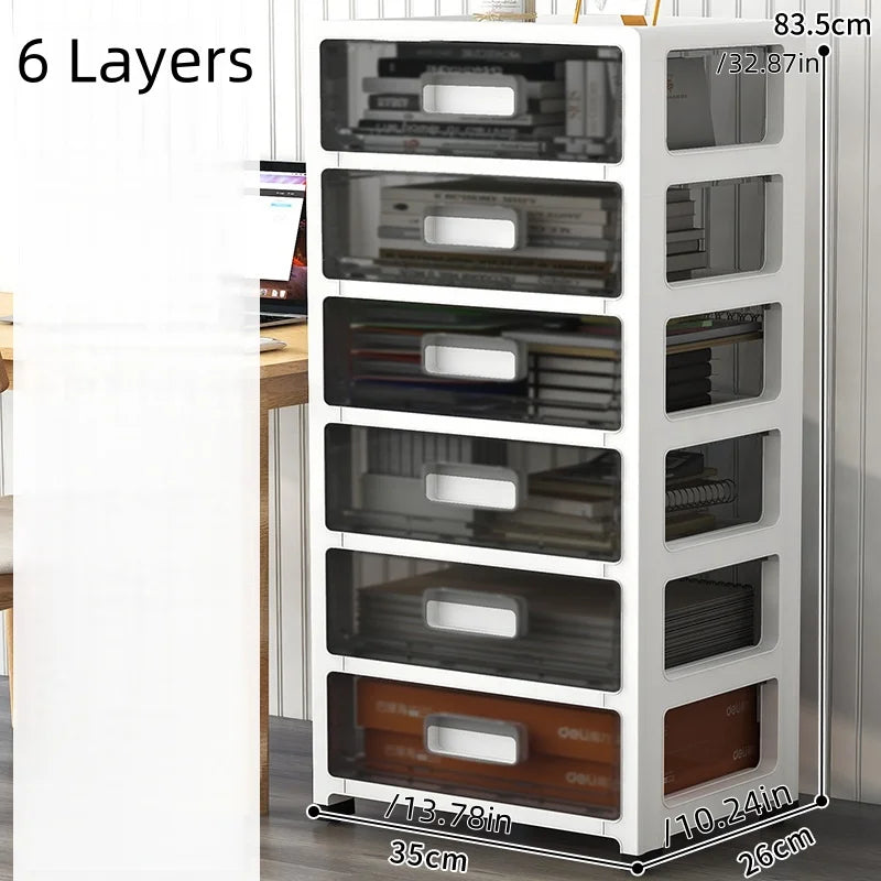 3-6 Tier Storage Cabinet,Large Capacity & Space-Saving Organizer,Transparent Black for Living Room/Bedroom/Study Oasis Select 6 Layers