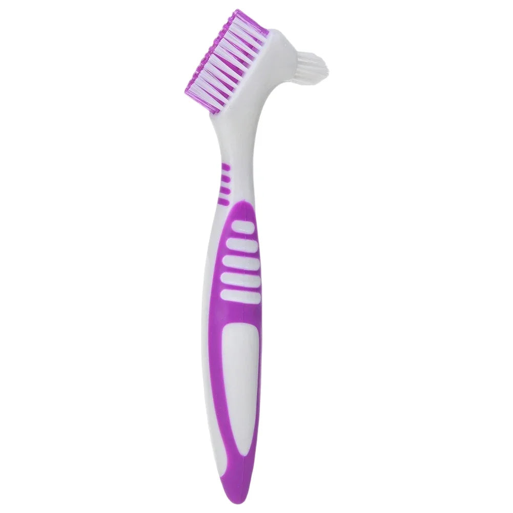Double Sided Toothbrushes Portable Denture Brush Invisible Braces Orthodontic Retainer Descaling Cleaning Brush Supplies Tools Oasis Select Purple