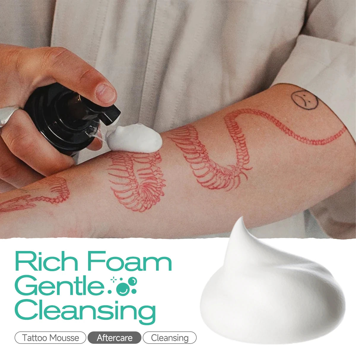 TATTOO FOAMING SOAP tattoo cleaning foam, strongly moisturizes the skin, gently cleans tattoos while protecting color mousse Oasis Select