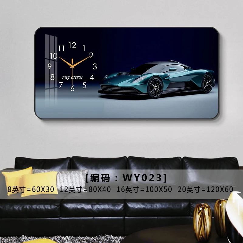 Car Clock Living Room Creative E-sports Room Silent Clock Auto Repair Beauty Shop Personality Art Decorative Painting Wall Clock Oasis Select WY023 80cm x 40cm