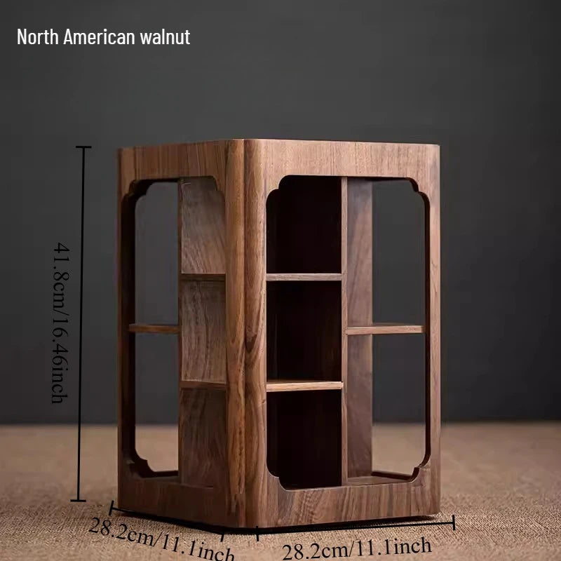 Walnut Storage Rack Tea Storage Cabinet Living Room Small Antique Rack Chinese Rotating Tea Set Display Cabinet Oasis Select North American