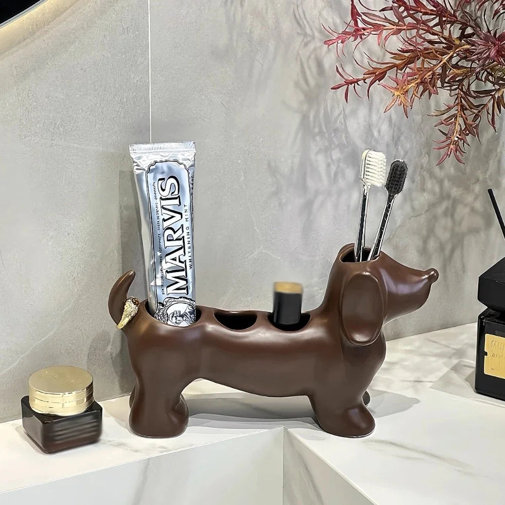 Dachshund Ceramic Electric Toothbrush Holder Storage Rack Bathroom Sink Washstand Toothbrush Base Bathroom storage support Decor Oasis Select
