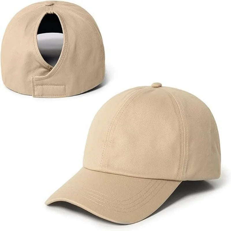 Autumn and winter baseball cap, ponytail cap, lined with double-layer hair care cap, sports cap, rear opening buckle style outdo Oasis Select Khaki Adjustable >8Y