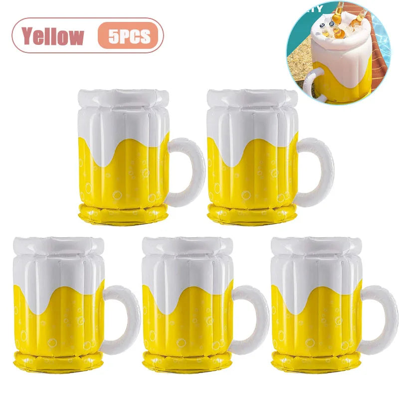Inflatable Beer Cooler Bucket Portable Ice Bucket for Outdoor Beach Pool Party Camping Picnic Drink Cooler Picnic Supplies Oasis Select Yellow-5PCS