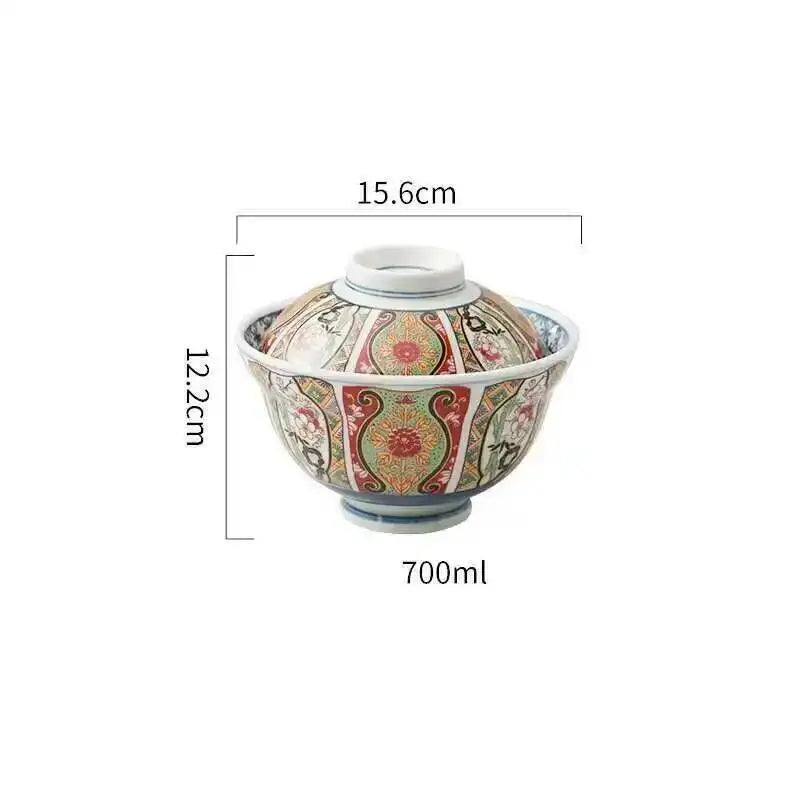 6-inch Japanese Ceramic Rice Ramen Bowl Instant Noodle Soup Bowl With Lid Kitchen Tableware Supplies Oasis Select 3