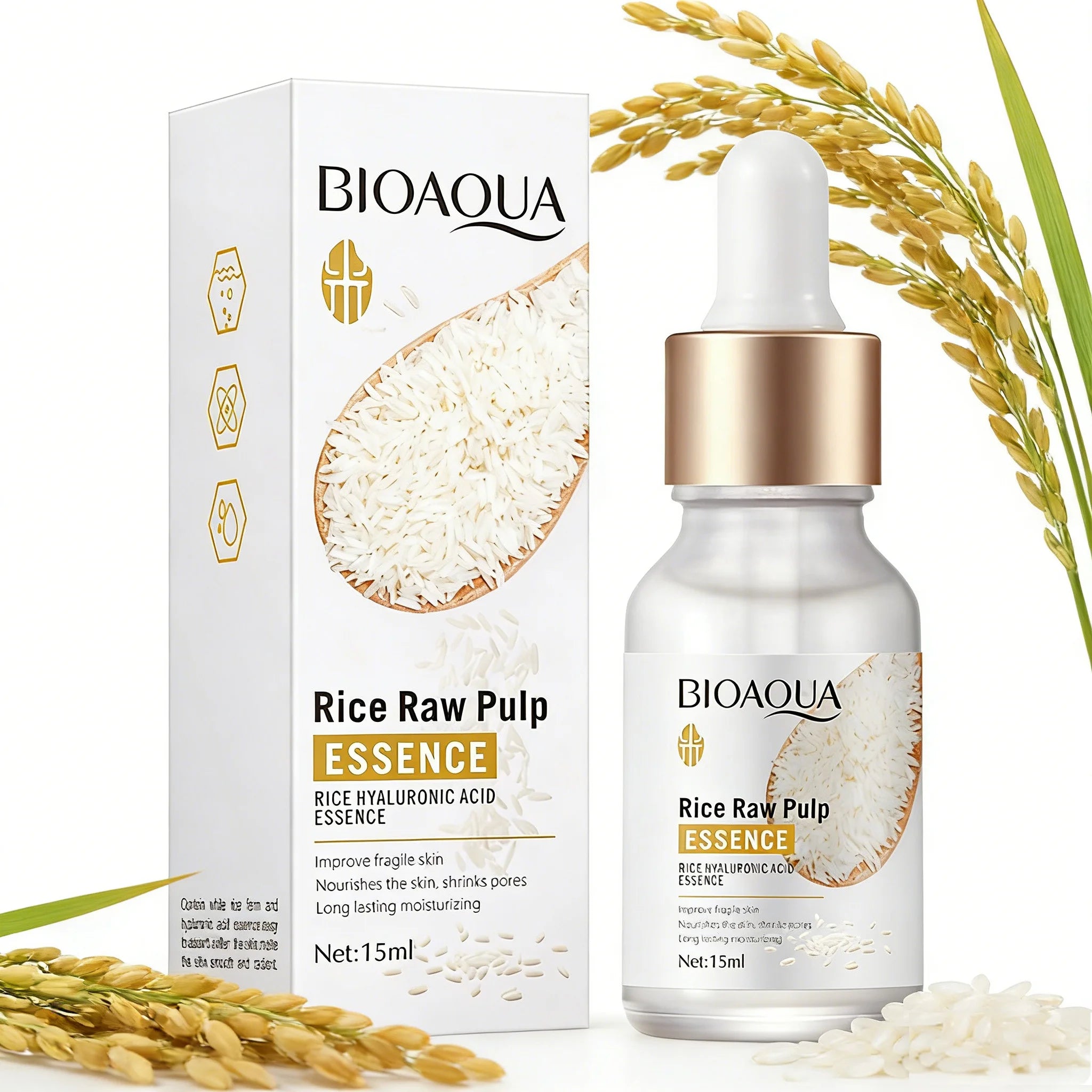 BIOAQUA Rice Raw Pulp Face Serum – Hyaluronic Acid 15ml
