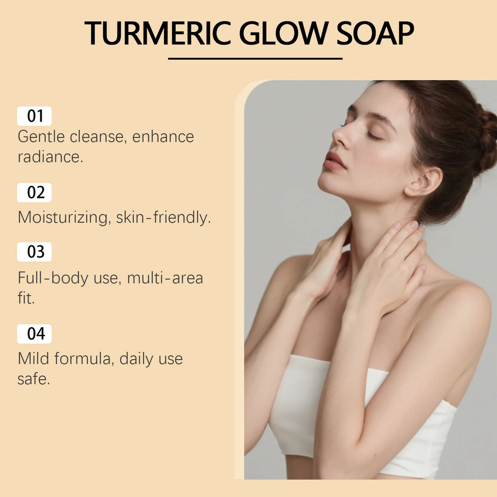 Turmeric Glow Soap Dark Spot Acne Removal Brightening Face Body Soap Even Skin Tone Moisturizing Deep Cleansing Nourishing Bar Oasis Select