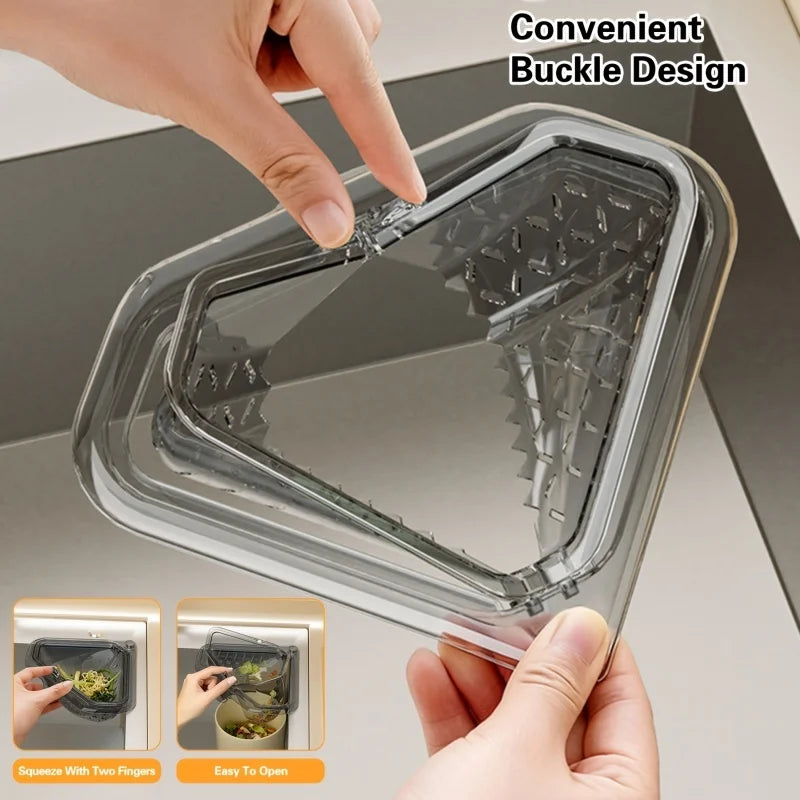 Sink Food Scrap Collector One-Button Magnetic Food Strainer Triangular Foldable Drain Rack Kitchen Sink Strainer Basket Oasis Select