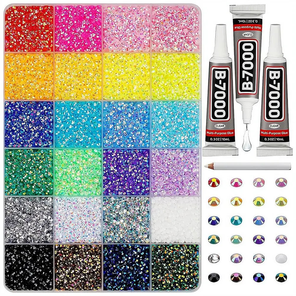 1Set 24/40 Grid 3mm Mixed Color Resin Drill AB Rhinestone Set For Nail Art Charms Colorful DIY Decoration Clothing Crafts Oasis Select