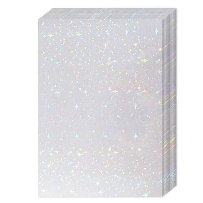 LIKE WISH 36 Sheets Holographic Sticker Paper,Holographic Laminate Sheets,Clear Vinyl Sticker Sheets,11.7 X 8.3 Inches(Star) Oasis Select As Shown