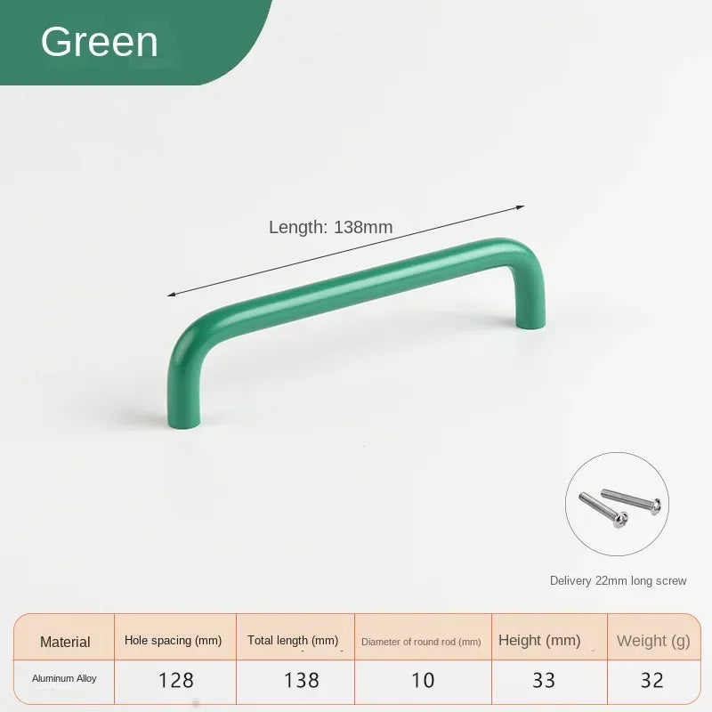 Colorful Kitchen Cabinet Handles 128mm Knobs and Handles for Drawer Cupboard Children's Room Closet Pull Furniture Handle Oasis Select Green 128mm 1pc