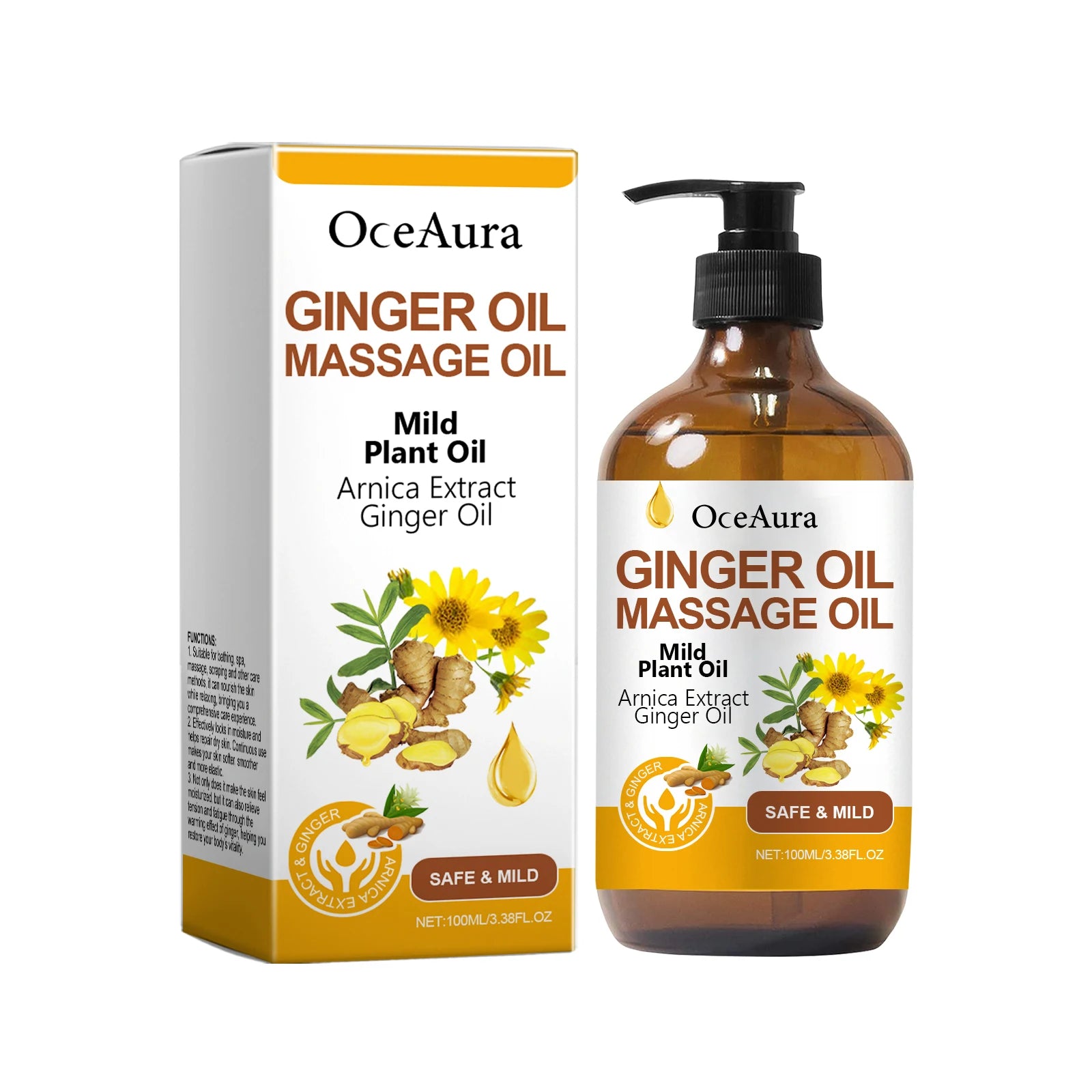 OceAura Ginger Body Massage Oil – Moisturizing & Tightening 100ml