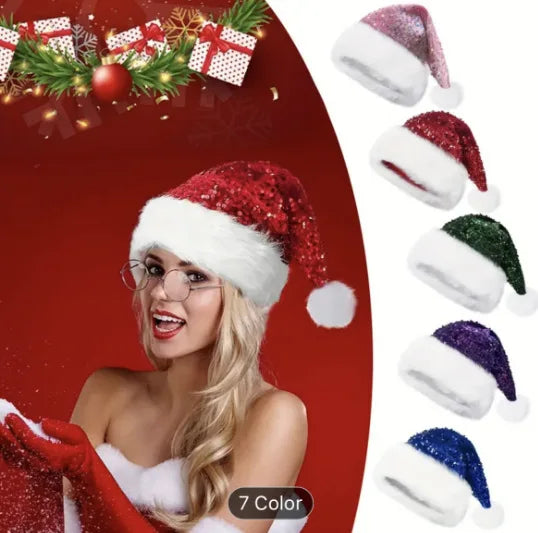 Sequined Christmas Hats Party Headwear Photo Props Adults and Children Enlarged and Thickened Christmas Oasis Select
