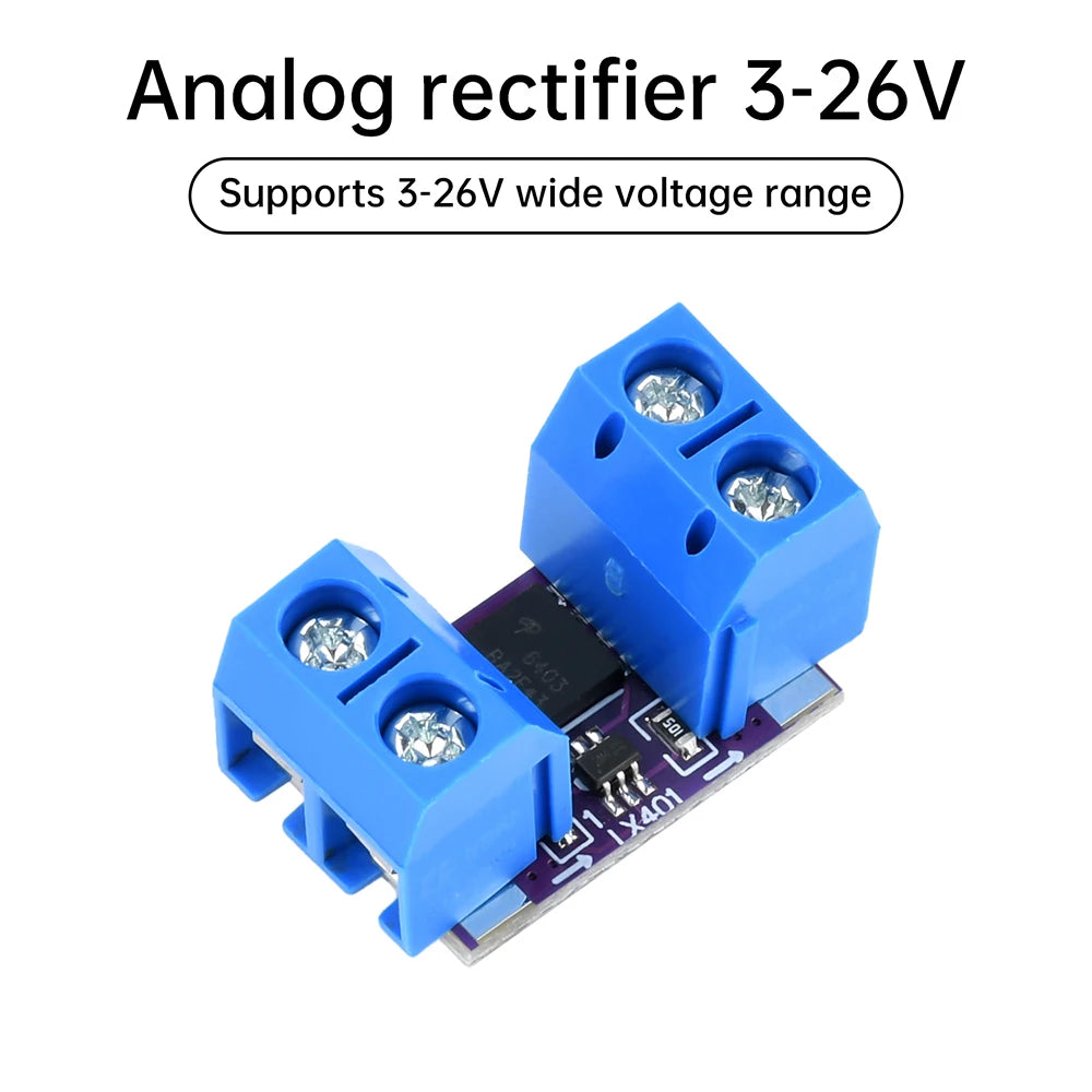 10A Ideal Diode Module Solar Charging Backflow Prevention Low Internal Resistance Analog Rectifier 3-26V Oasis Select