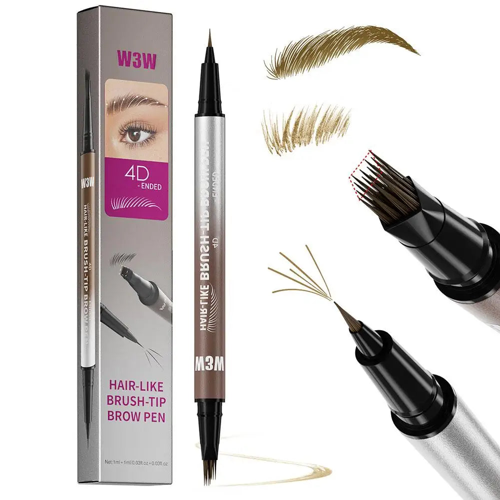 Hair Like 4D Micro Sculpting Eyebrow Pencil Dual Ended Multiple Prong Long Lasting Non Smudged Eyeliner Makeup Oasis Select LIGHT BROWN