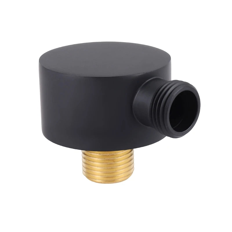 Wall Supply Elbow,Brass Round Wall Mount Shower Hose Connector Accessories G1/2Inch Water Outlet for Shower-Black Oasis Select