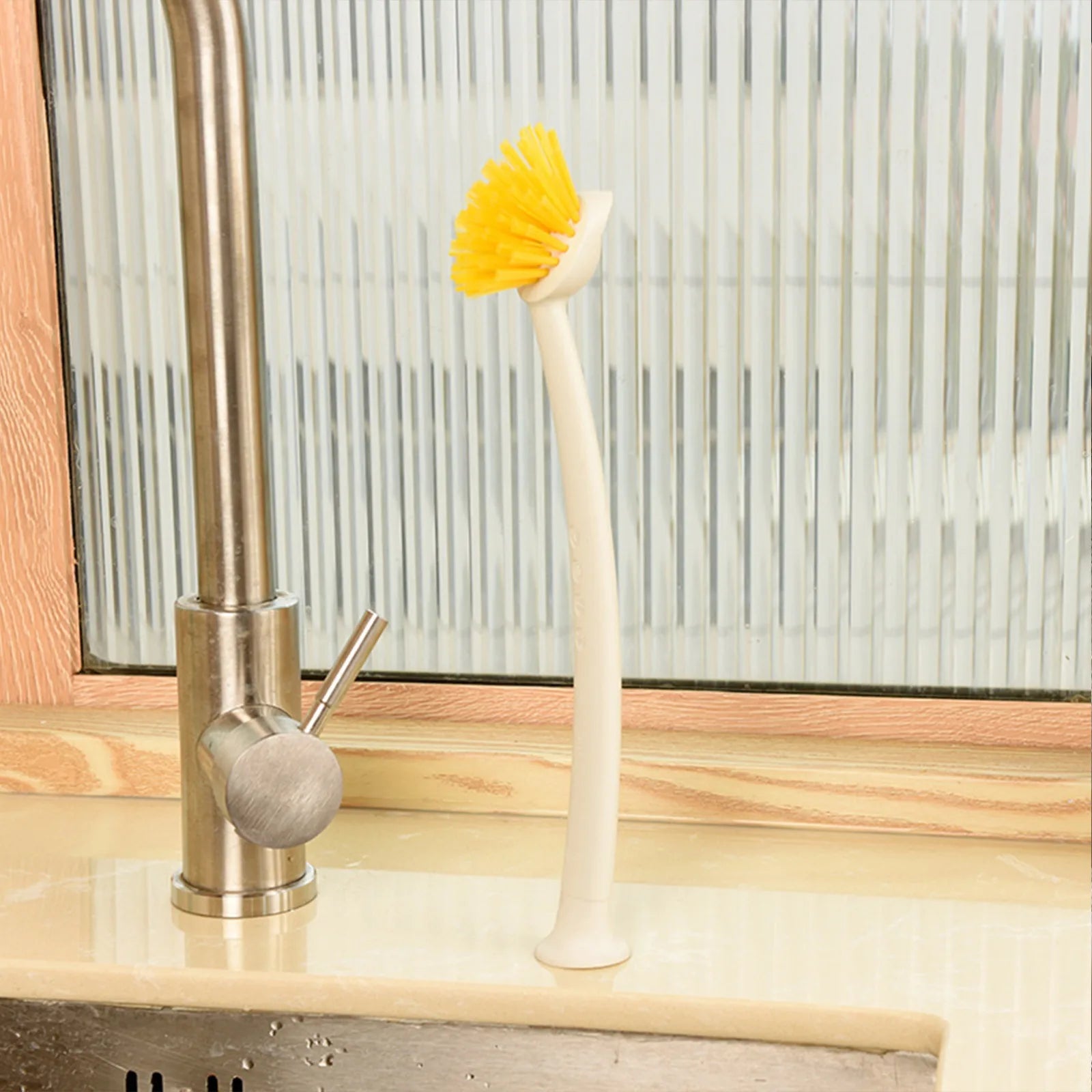 Long Handle Dishwashing Brush with Suction Cup | Deep Clean Dishwashing Brush Oasis Select White