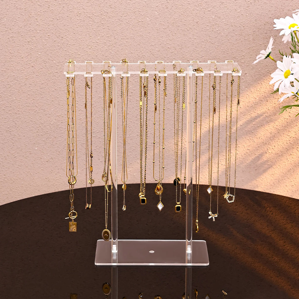 1pc Transparent Acrylic Desktop Necklace Display Rack, Dressing Table, Jewelry Organizer, Multifunctional Counter Display Props Oasis Select
