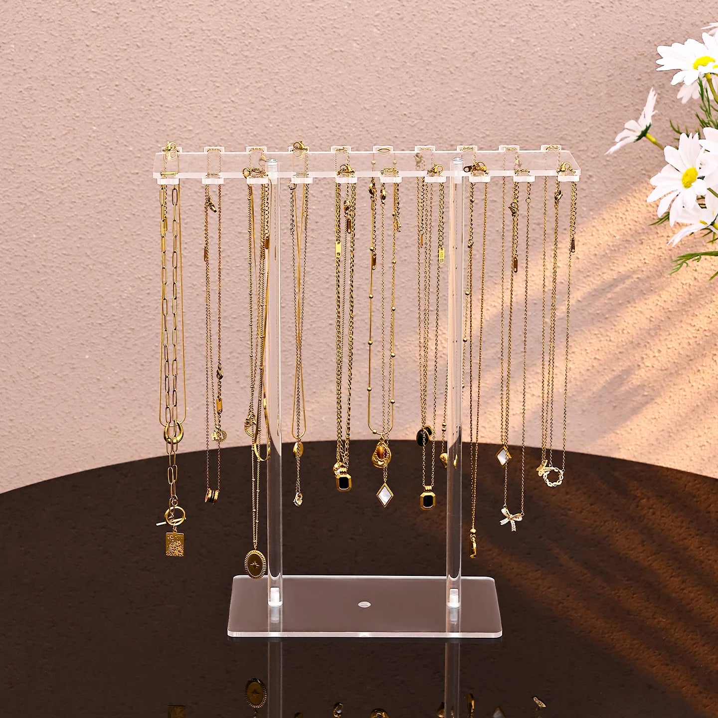 1pc Transparent Acrylic Desktop Necklace Display Rack, Dressing Table, Jewelry Organizer, Multifunctional Counter Display Props Oasis Select