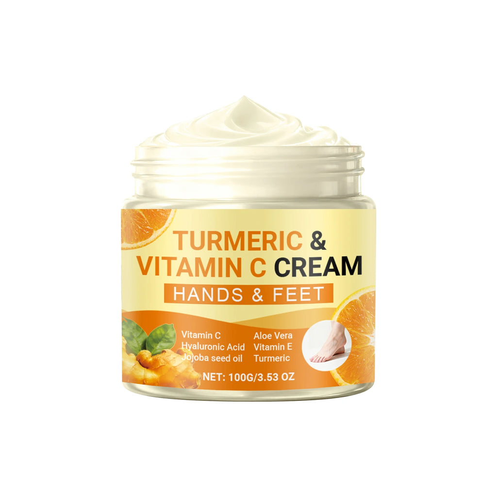 Turmeric Vitamin C Moisturizing Cream for Hand and Feet Brighten Skin Tone Repairs Dry Cracked Heels Nourishes Rough Skin Care Oasis Select 100g boxed