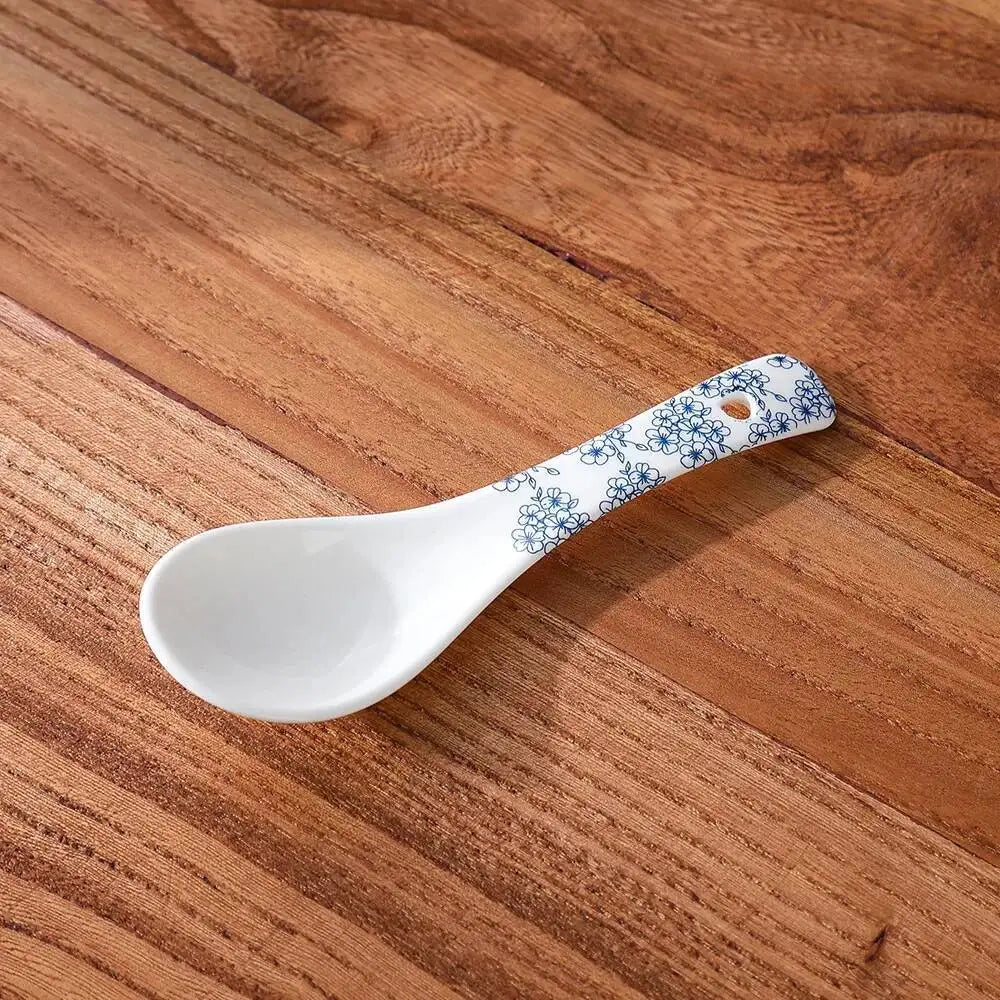Japanese-style Blue And White Porcelain Small Soup Spoon Ceramic Rice Spoon Household Soup Spoon Kitchen Spoon Kitchen Tablewear Oasis Select Flowers