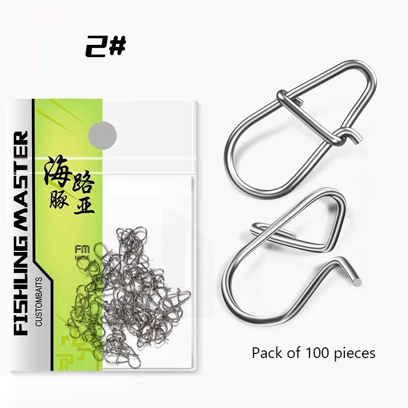 100Pcs Fishing Clips Fast Crankbait Snaps Fishing Lures Connectors Saltwater Fishing Duo Lock Lure Stainless Oasis Select 2 silvery
