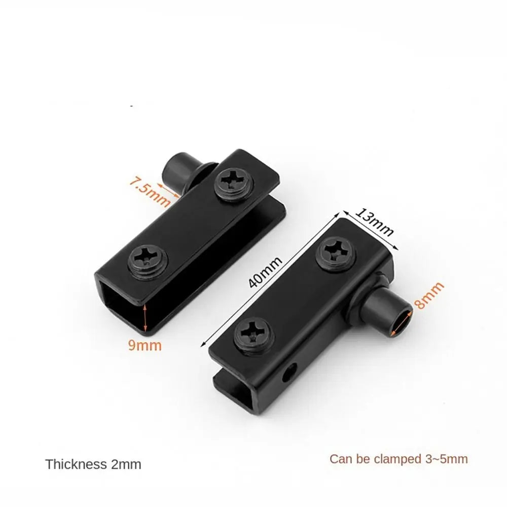 2Pcs Metal Glass Door Pivot Hinge No punching Hook Accessories Concealed Hinges Hardware Mirror Support Cabinet Clamp Hinge Oasis Select