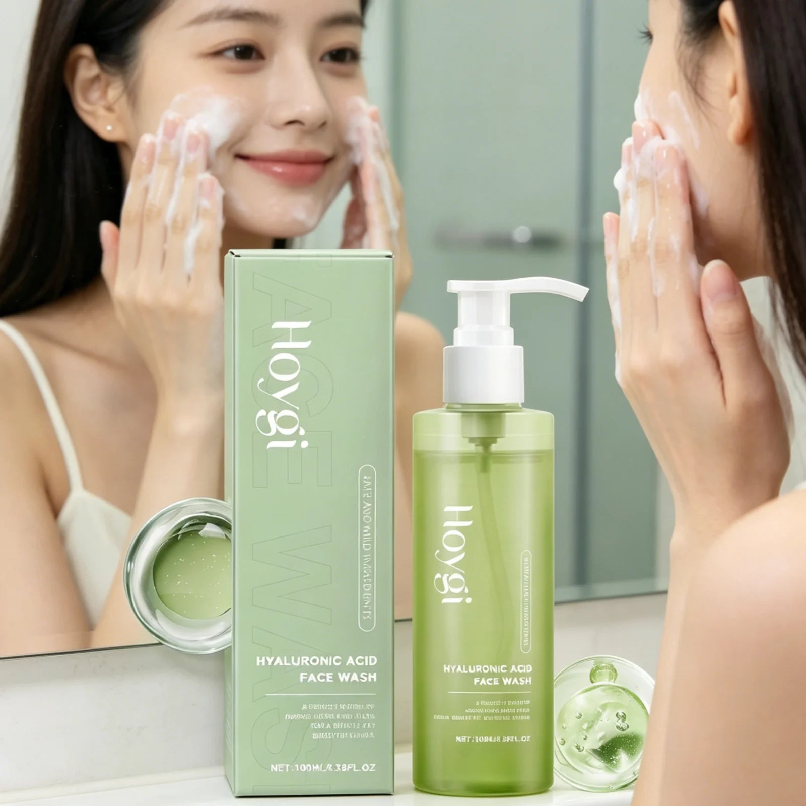 Hoygi Hyaluronic Acid Face Wash Powerful Cleaning Gentle Exfoliation Improve Skin Radiance Moisturizing Refreshing Cleansing Gel Oasis Select