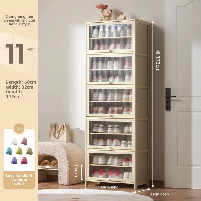 Cream wind dopamine shoe cabinet household simple door multi-layer dust storage shoe rack Oasis Select Eleventh floor 60