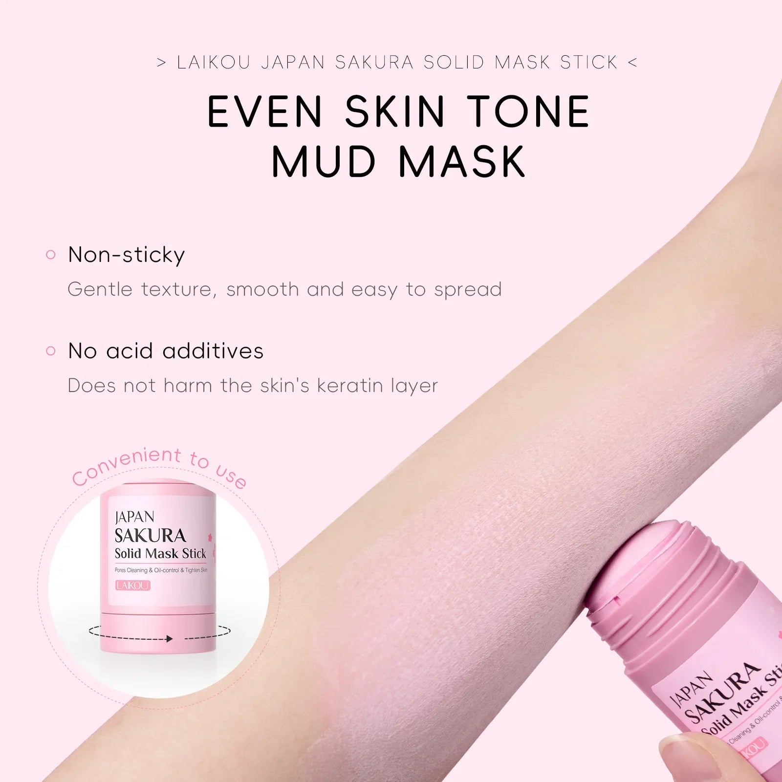 LAIKOU Sakura Solid Mud Mask Stick 45g Deep Cleansing Blackhead Remover Shrink Pores Oil Control Moisturizing Facial Mask Oasis Select