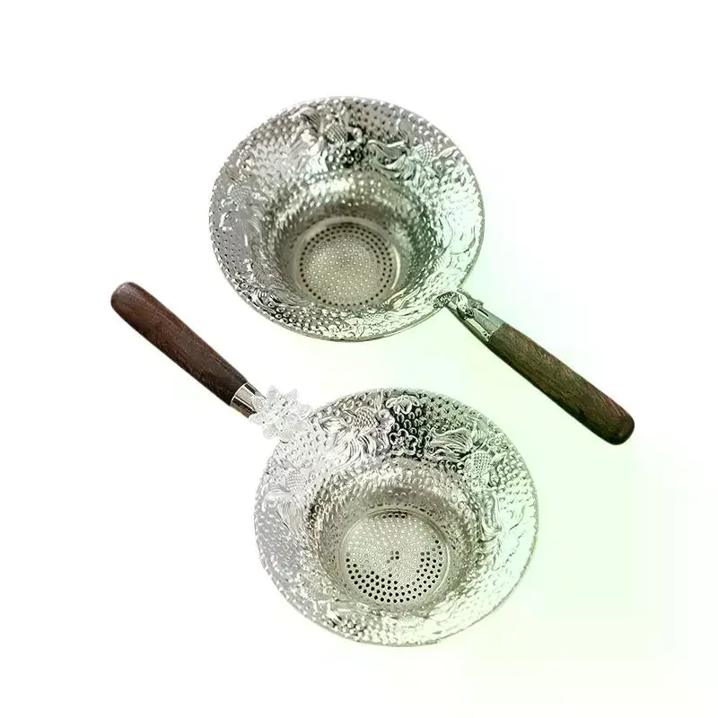 Stainless Steel Mesh Tea Strainer with Drip Tray | Lace Design
