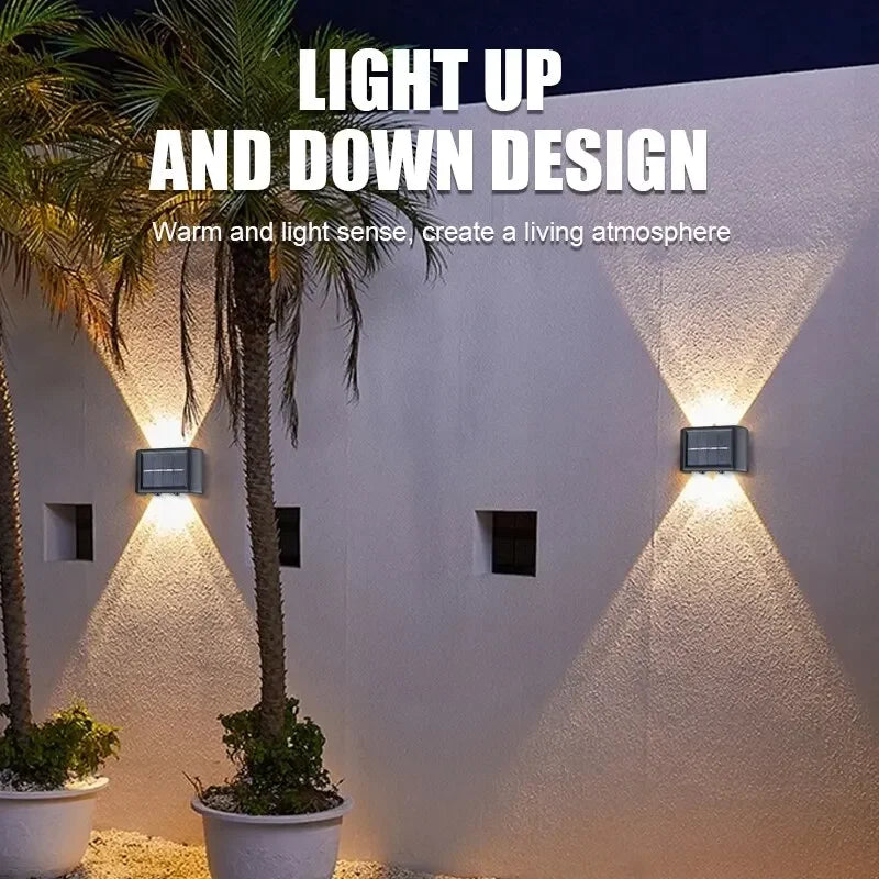 4LED Beads Up and Down Light Solar Powered Waterproof Wall Light for Courtyard Garden Carport Oasis Select