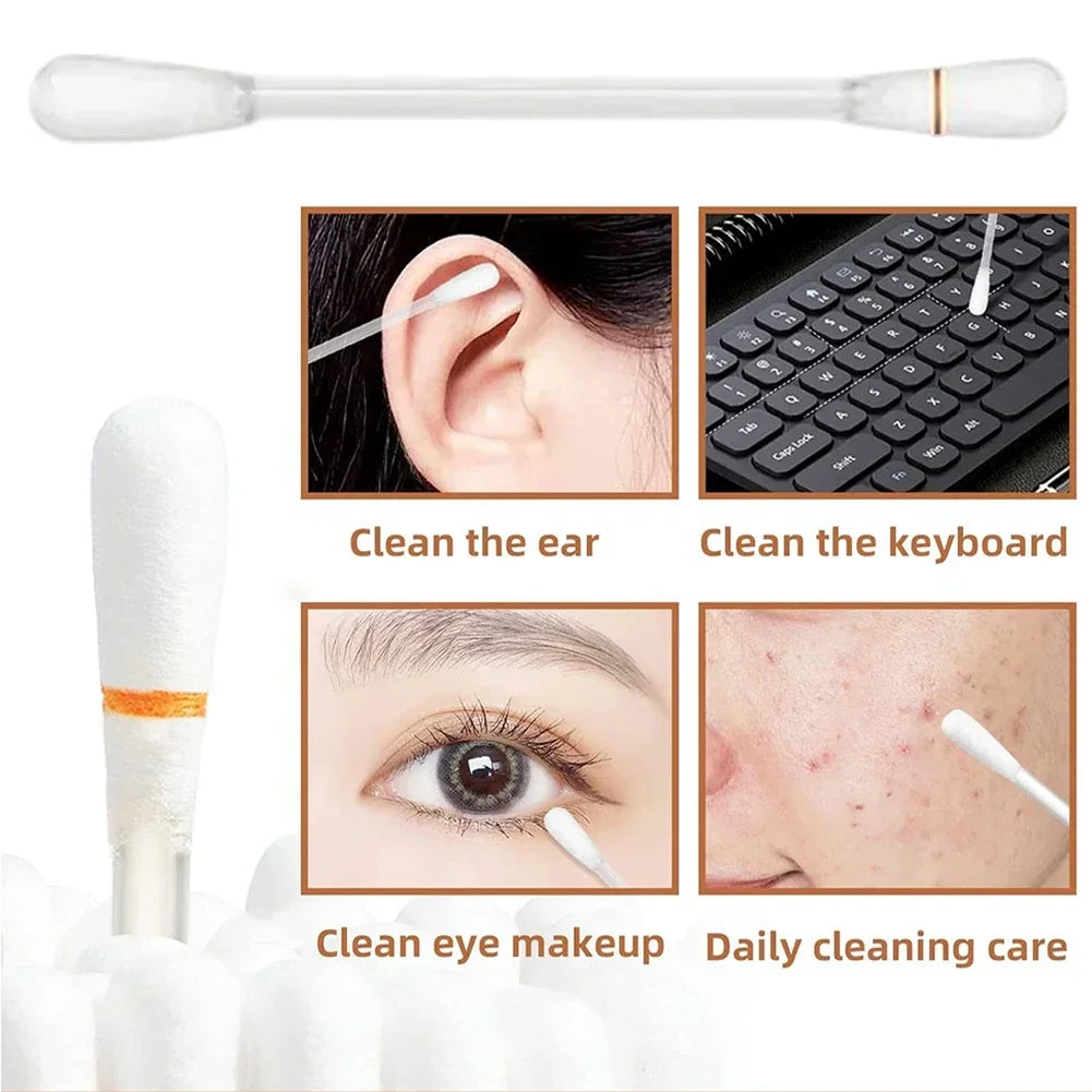 Portable Disposable Makeup Remover Swabs 0.3ml x 20pcs Liquid Filled Pre Moistened Cotton Swab for Eye Lip Care Oasis Select