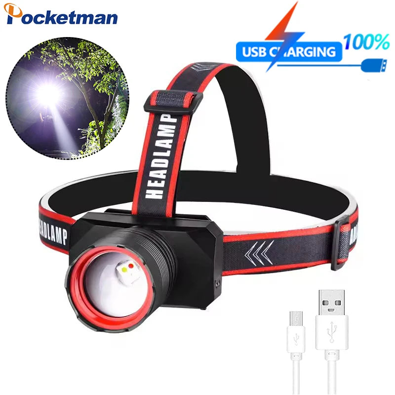 Multifunctional LED Headlamp with Red/White/UV Light 3 Light Source Induction Headlight USB Rechargeable Head Lamp New Arrival Oasis Select