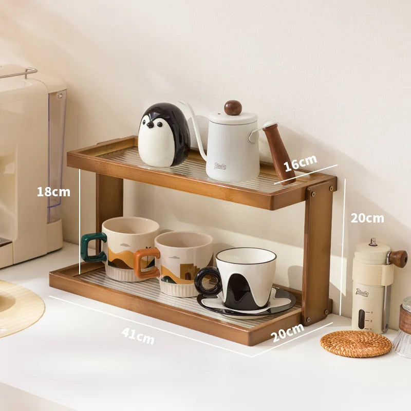 Cup holder, desktop multi-layer countertop, cup holder, storage, household table, small water cup, tea cup, tea set holder Oasis Select Brown 2-40 C