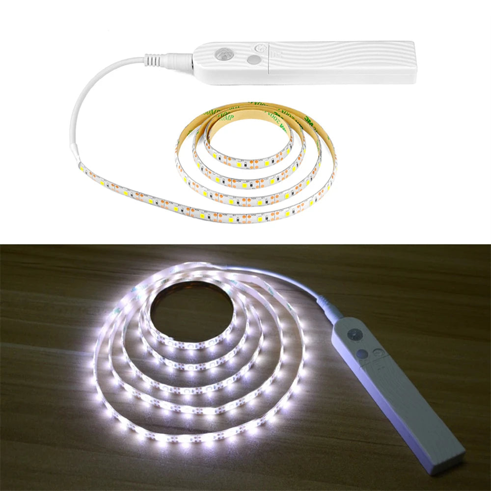 Wireless PIR Motion Sensor LED Strip Light for Cabinet Under Bed Stairs Closet - Battery Powered Night Security Smart Lamp Oasis Select WHITE 3m