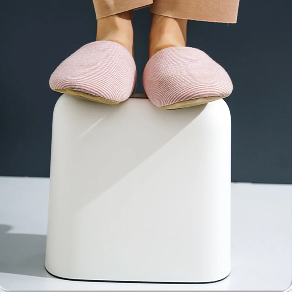 Narrow Shape Press Ring Trash Can with Lid for Bathroom Gap, Highlighting the Features of Garbage Classification Oasis Select